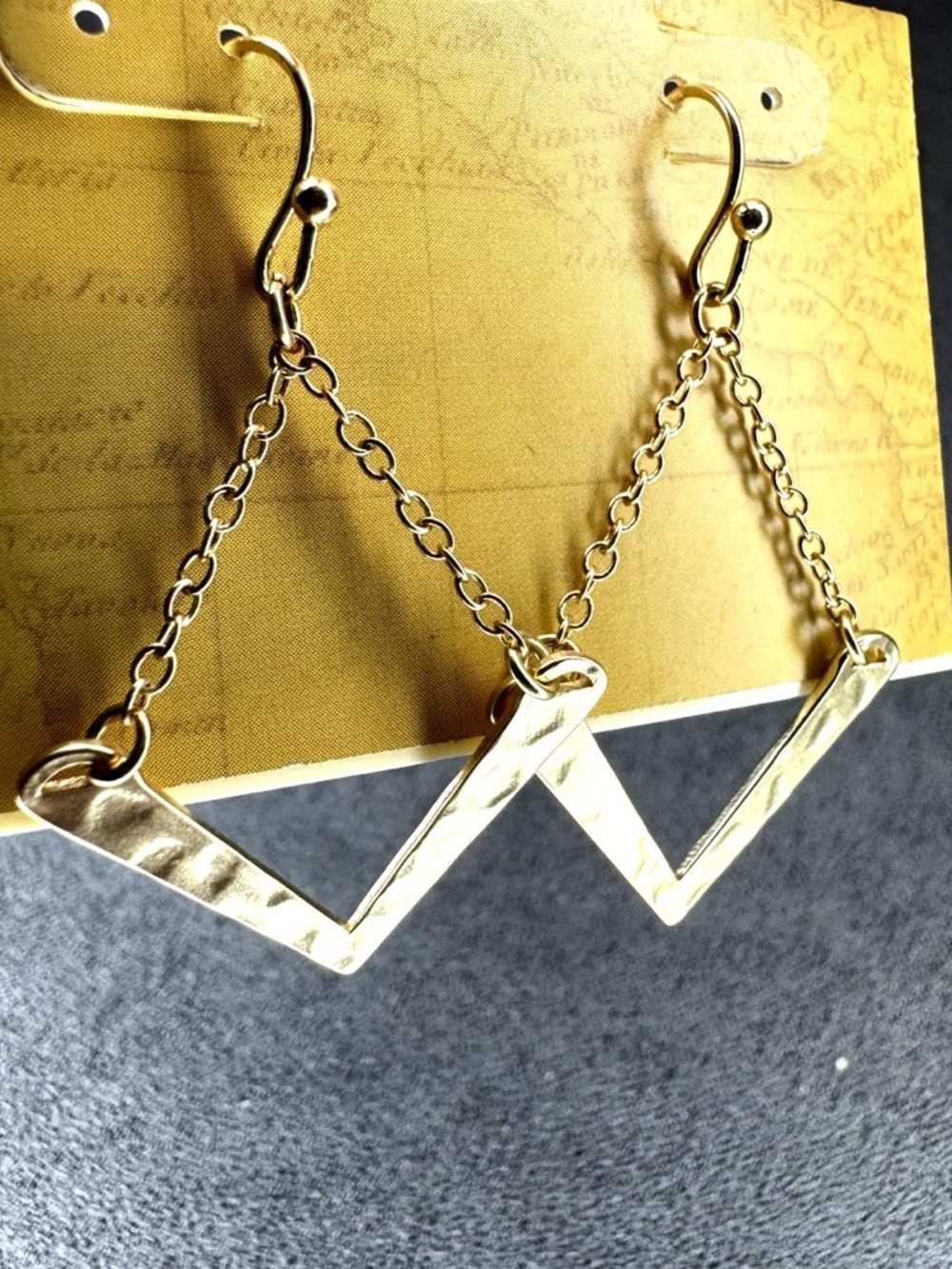 Patricia Nash Gold Geometric Drop Earrings NWT Lightweight Chain Dangle